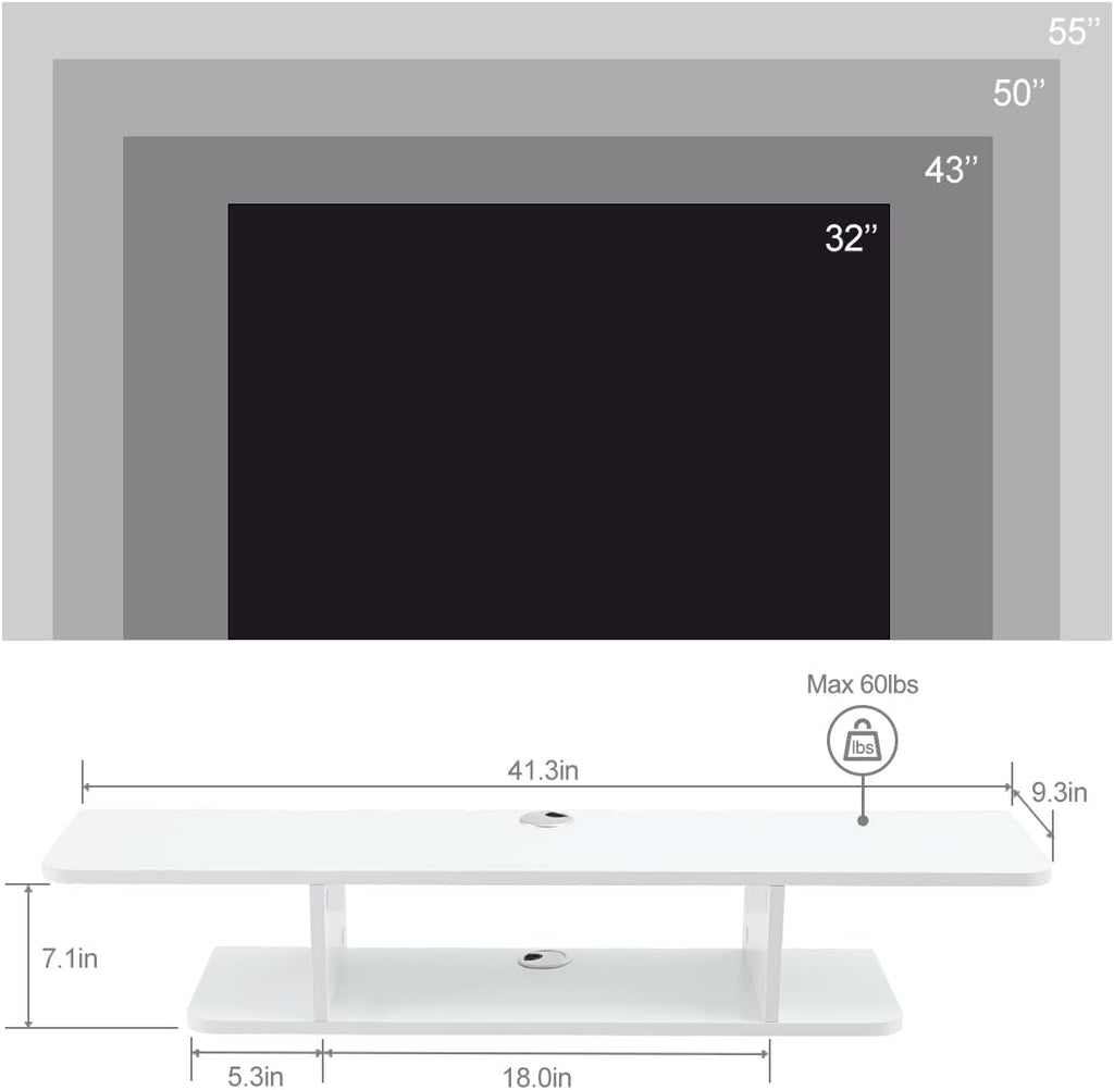 White Storage Wall Mount Floating TV Console