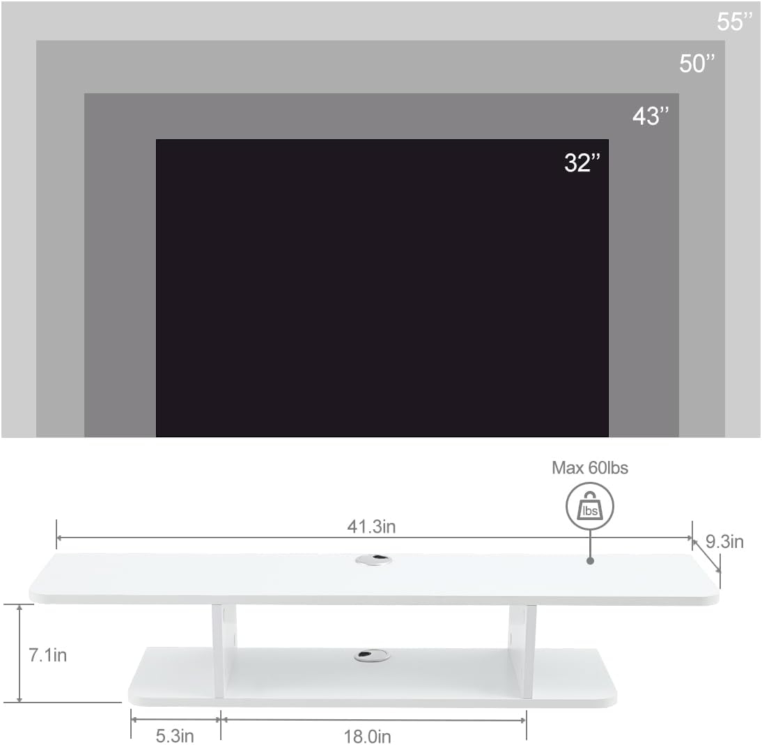 White Storage Wall Mount Floating TV Console