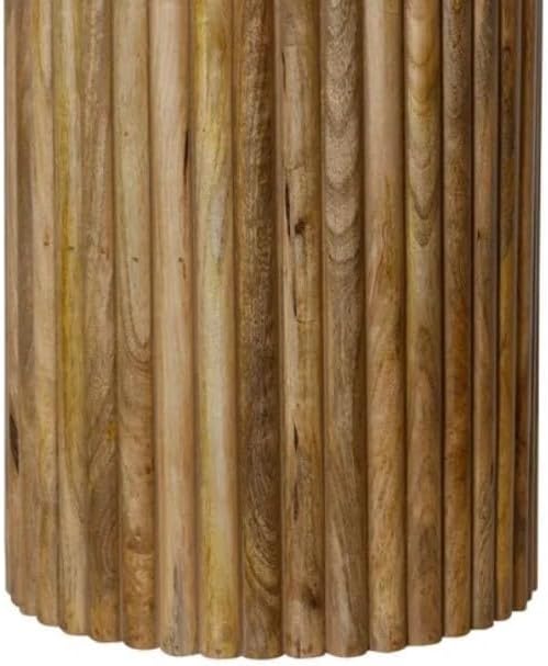 Tobacco Mango Wood Marble Top Drum Round Side Table
