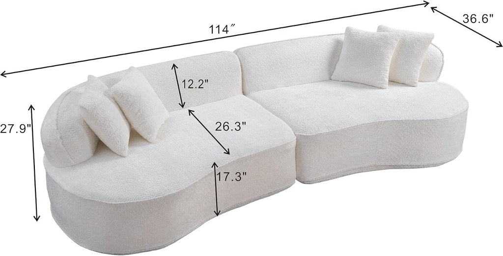 Curved Boneless Compressed Foam 4-Seater Cloud Sofa