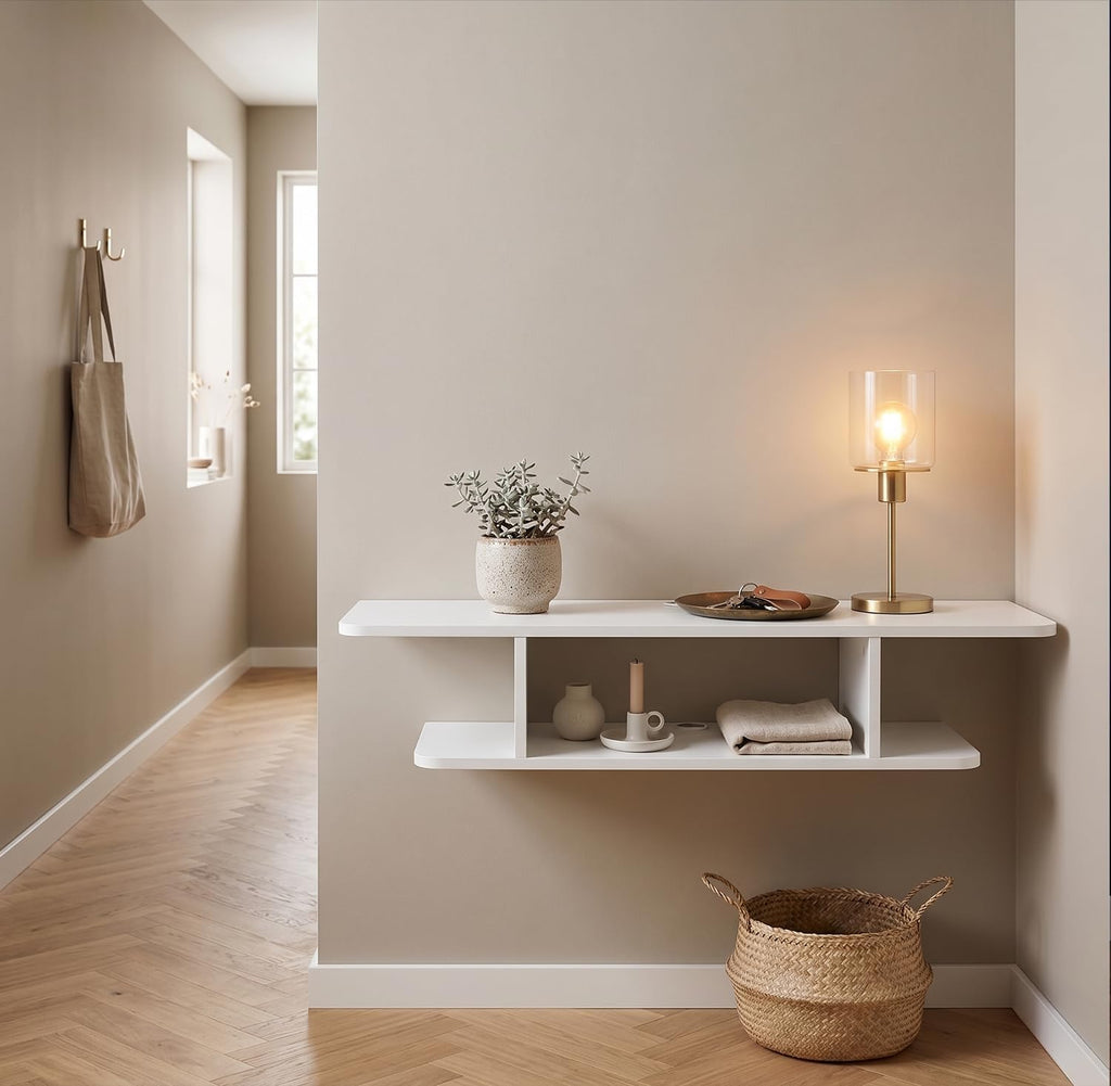 White Storage Wall Mount Floating TV Console