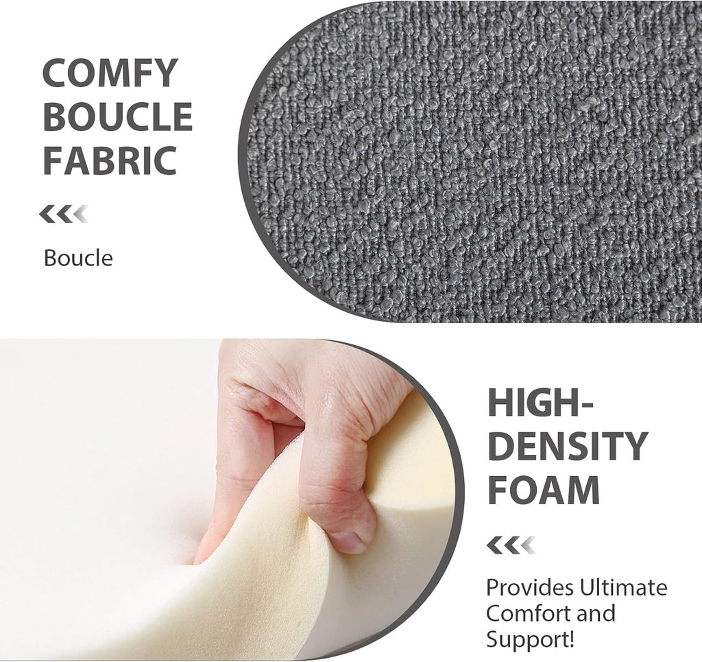 Gray Boucle 2 Pack Modern Swivel Barrel Chairs
