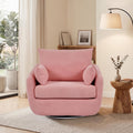 Blush Pink Sherpa Boucle LED Swivel Armchair Wood