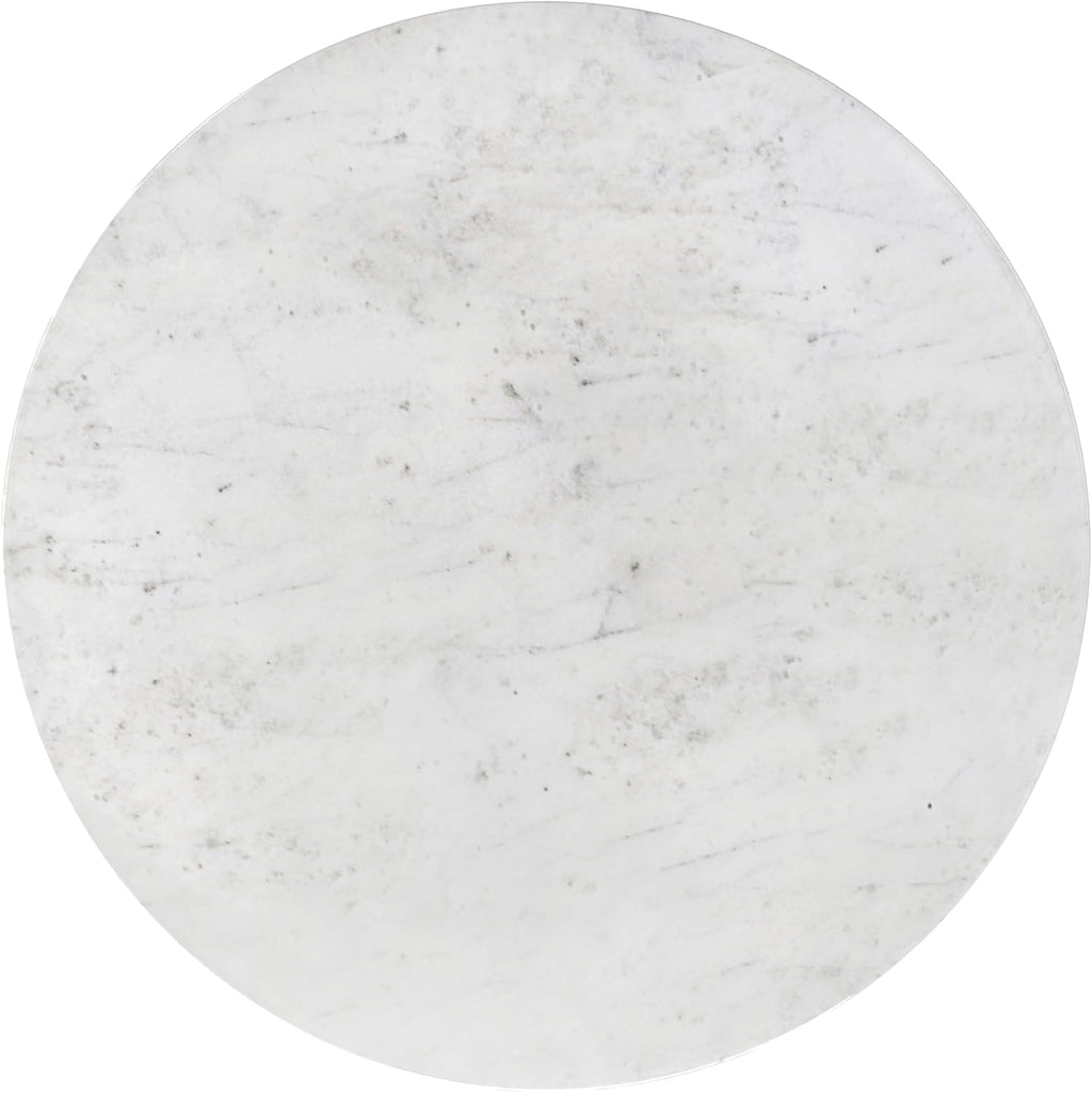 Brass Iron Genuine Marble Round Compact Side Table