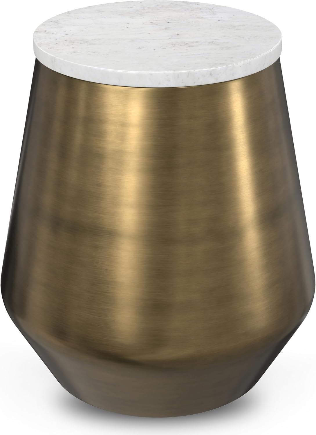Brass Iron Genuine Marble Round Compact Side Table