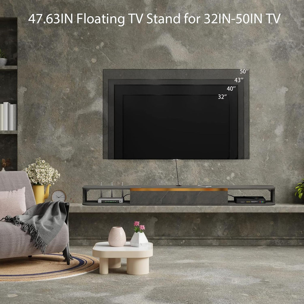 Dark Grey Door Storage Wall Floating TV Stand