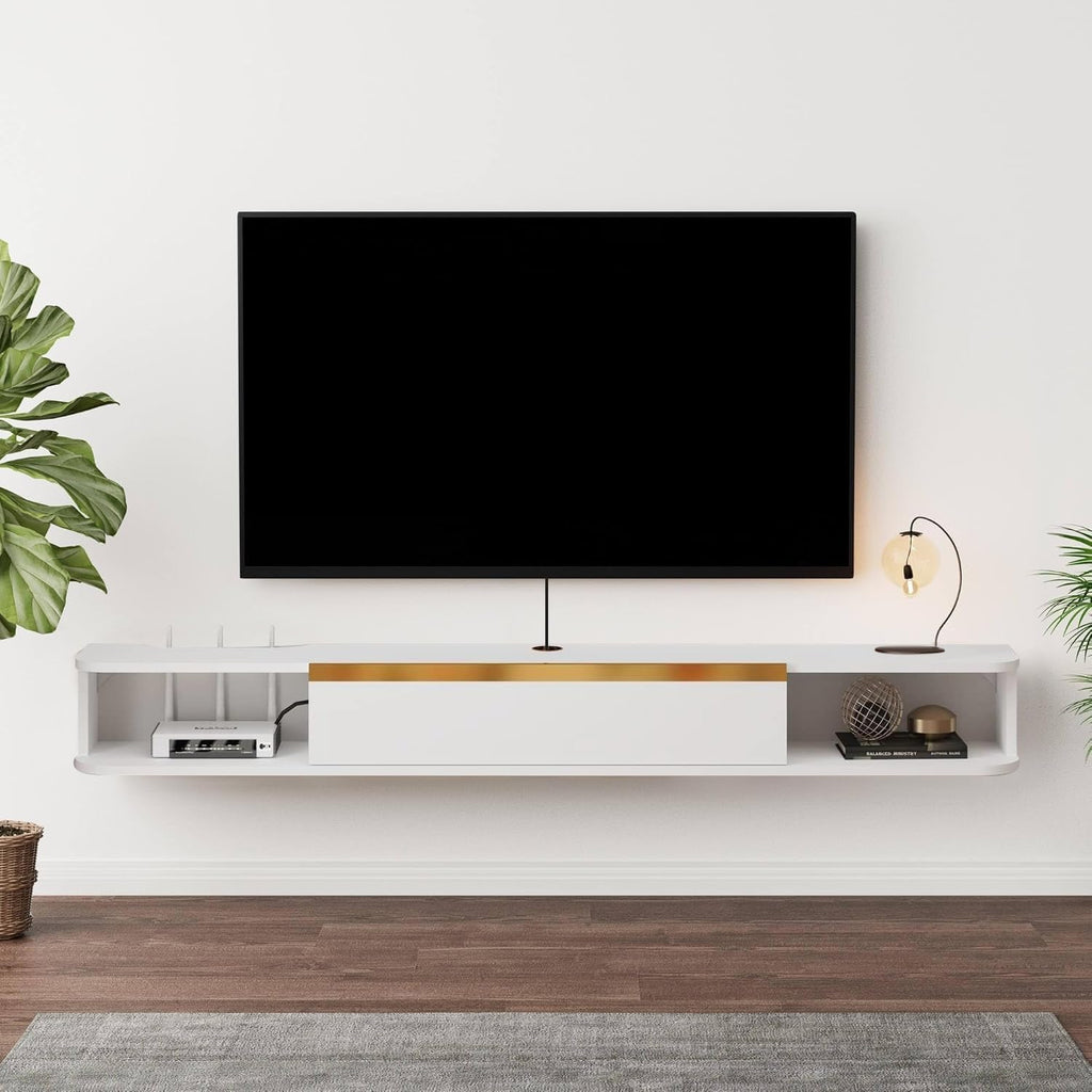 Dark Grey Door Storage Wall Floating TV Stand