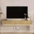 Oak Fluted LED Wall Mount Floating TV Stand