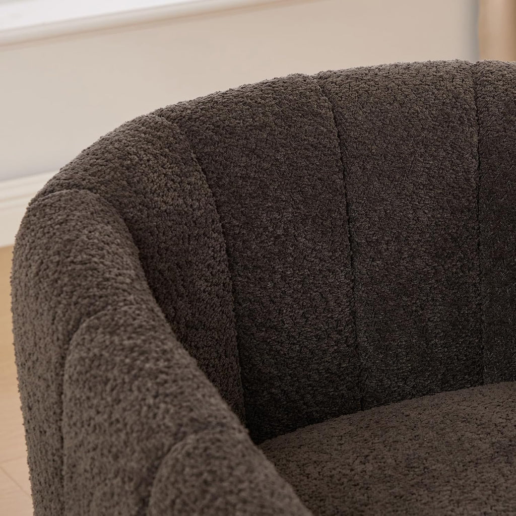Charcoal Tufted Boucle 360 Swivel Barrel Armchair