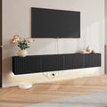 Black LED Power Fluted Wall Floating TV Stand