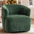 Green Chenille Boucle Swivel Barrel Armchair
