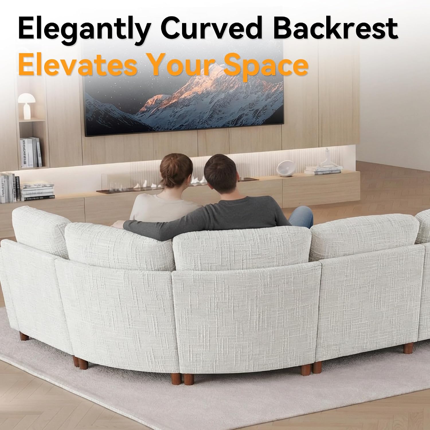 Cupholders Moveable Seat Curved Modular Sofa
