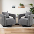 Gray Boucle 2 Pack Modern Swivel Barrel Chairs