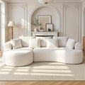 Beige Chenille L-Shaped Curved Modular Sectional Sofa