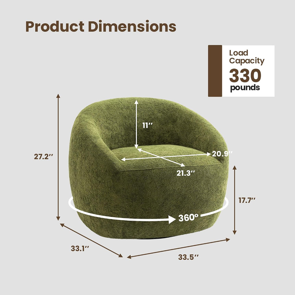 Green Sherpa Boucle 360 Swivel Barrel Armchair