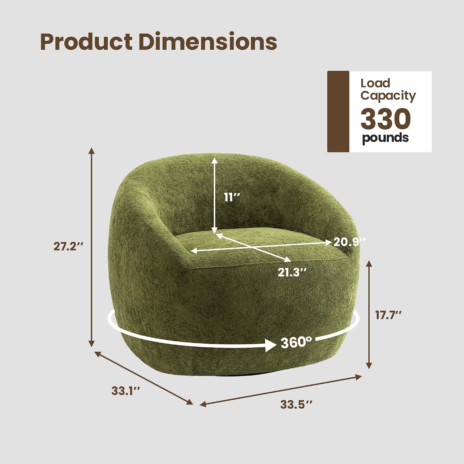 Green Sherpa Boucle 360 Swivel Barrel Armchair