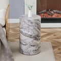 Grey Faux Marble Drum Fully Assembled Round Side Table