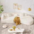 Beige Corduroy No-Assembly Curved Cloud Sectional Sofa