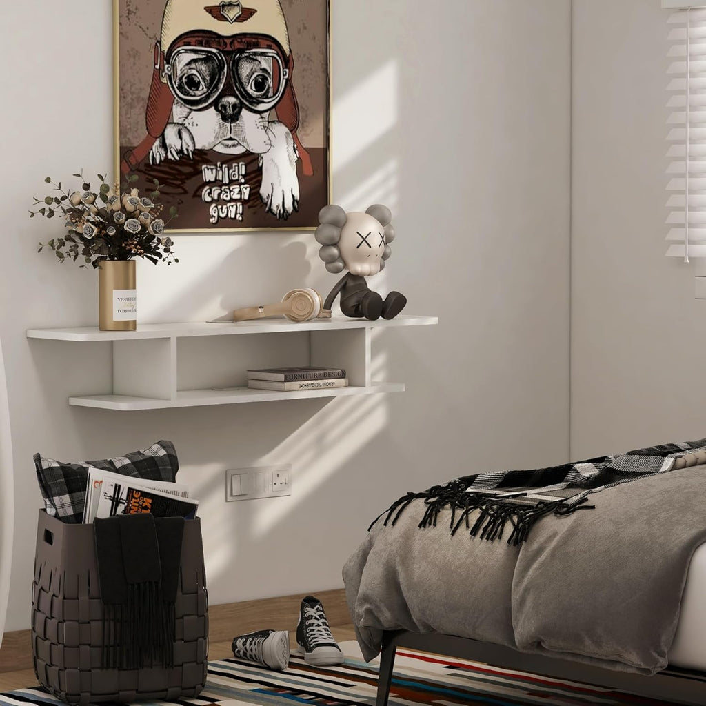 White Storage Wall Mount Floating TV Console
