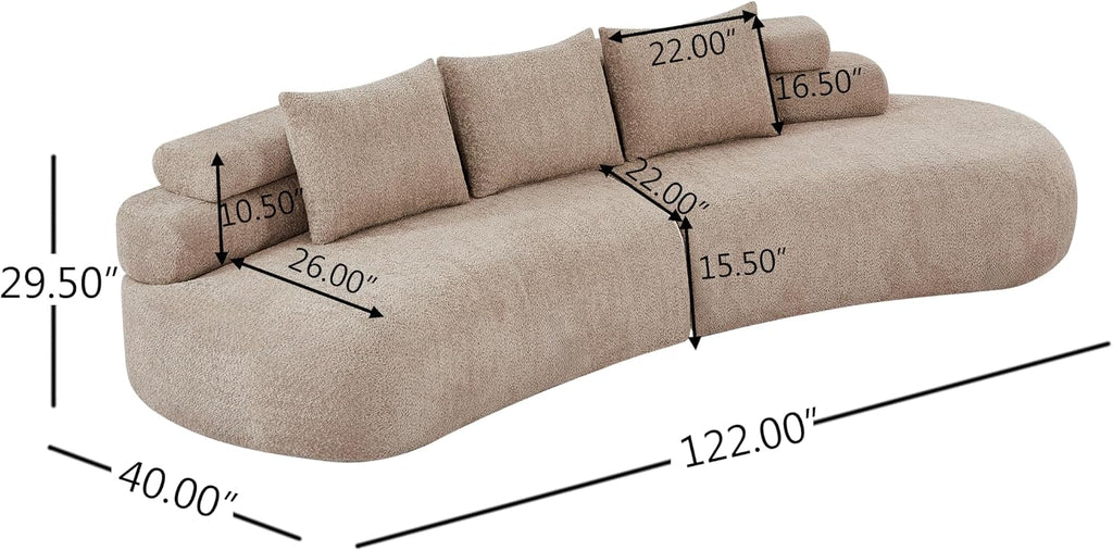 Almond Beige Boneless Curved Modular Sectional Sofa