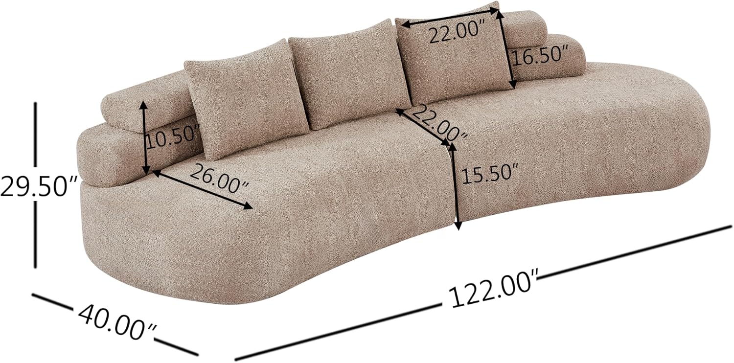 Almond Beige Boneless Curved Modular Sectional Sofa