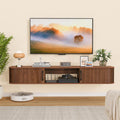 Fluted Sliding Door Wall Floating Mid-Century TV Stand