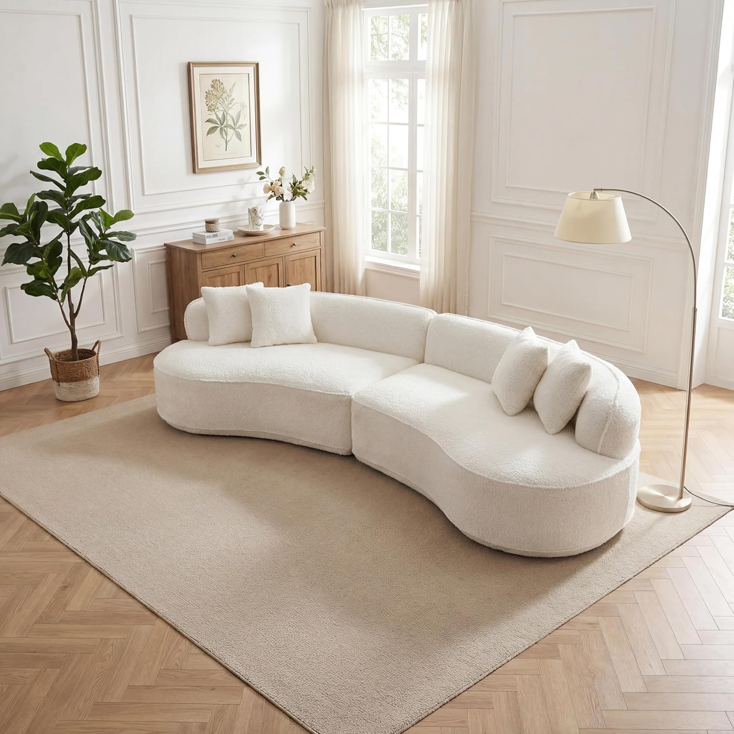 Curved Boneless Compressed Foam 4-Seater Cloud Sofa