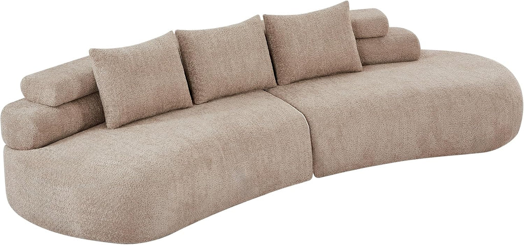 Almond Beige Boneless Curved Modular Sectional Sofa