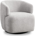Light Grey Chenille Boucle Metal Base Swivel Armchair
