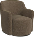 Brown Boucle 360 Degree Swivel Barrel Accent Chair