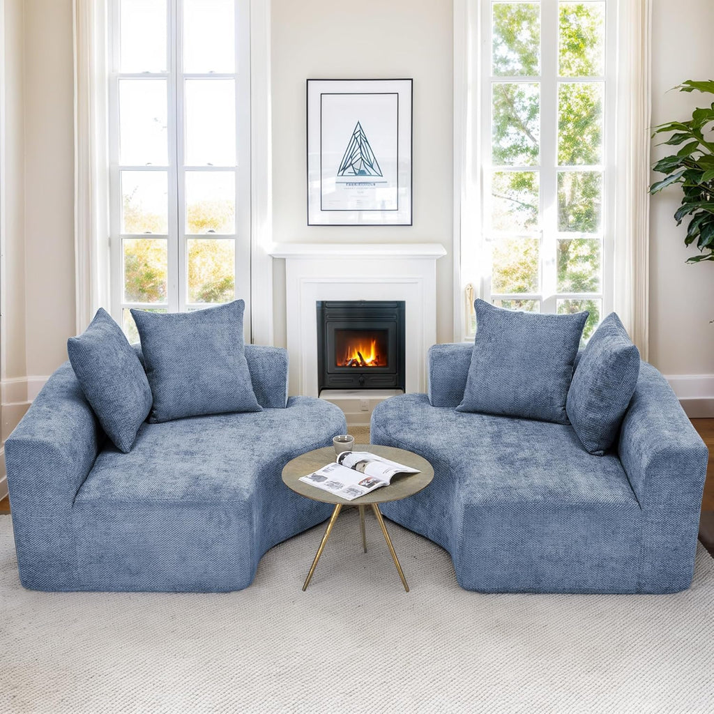 Chenille Half Moon Curved Modular Cloud Sofa