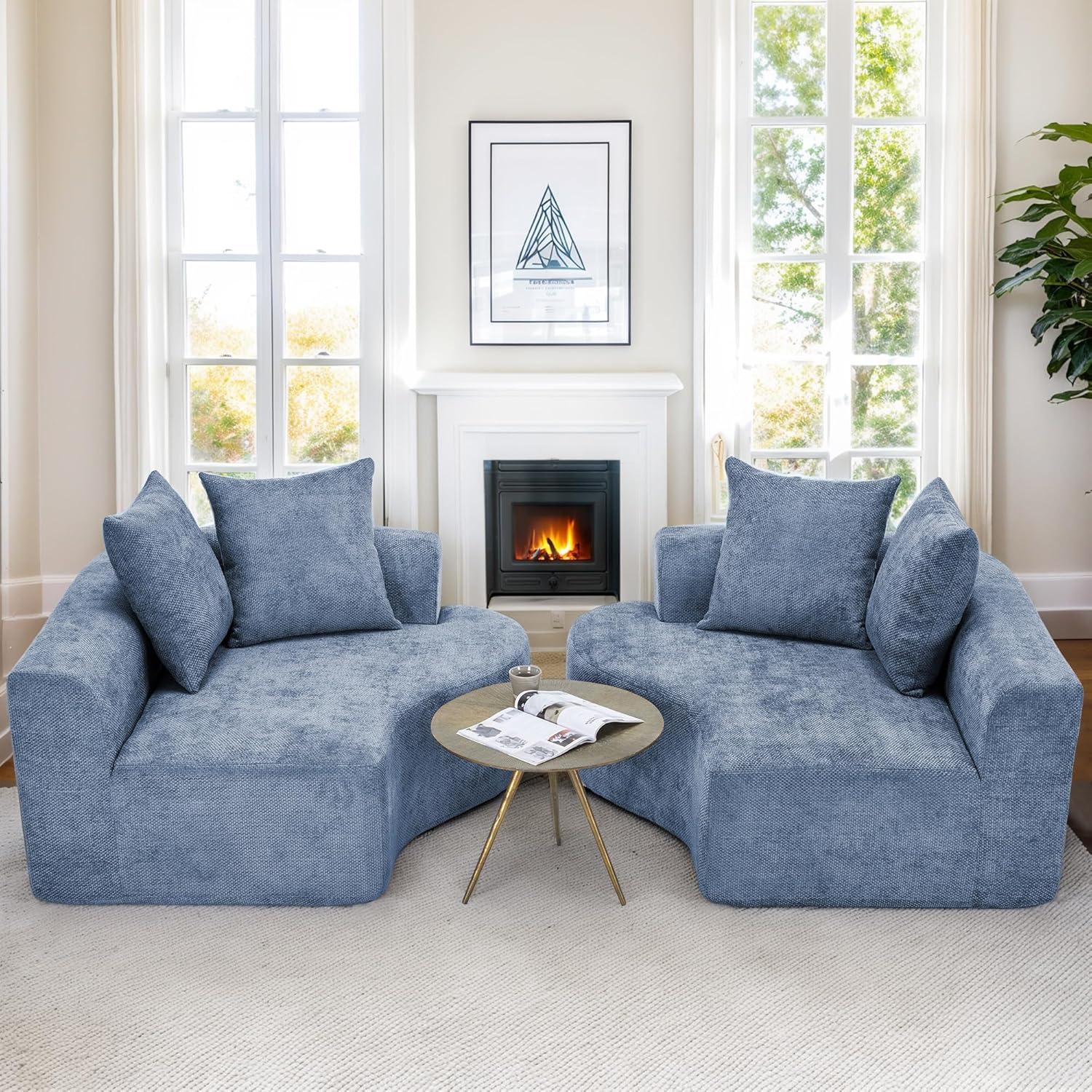 Chenille Half Moon Curved Modular Cloud Sofa