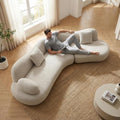 Beige Bouclé 5-Seater Curved Modular Cloud Sofa