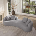 Pearl Grey Teddy Curved 4-Seater Cloud Sectional Sofa